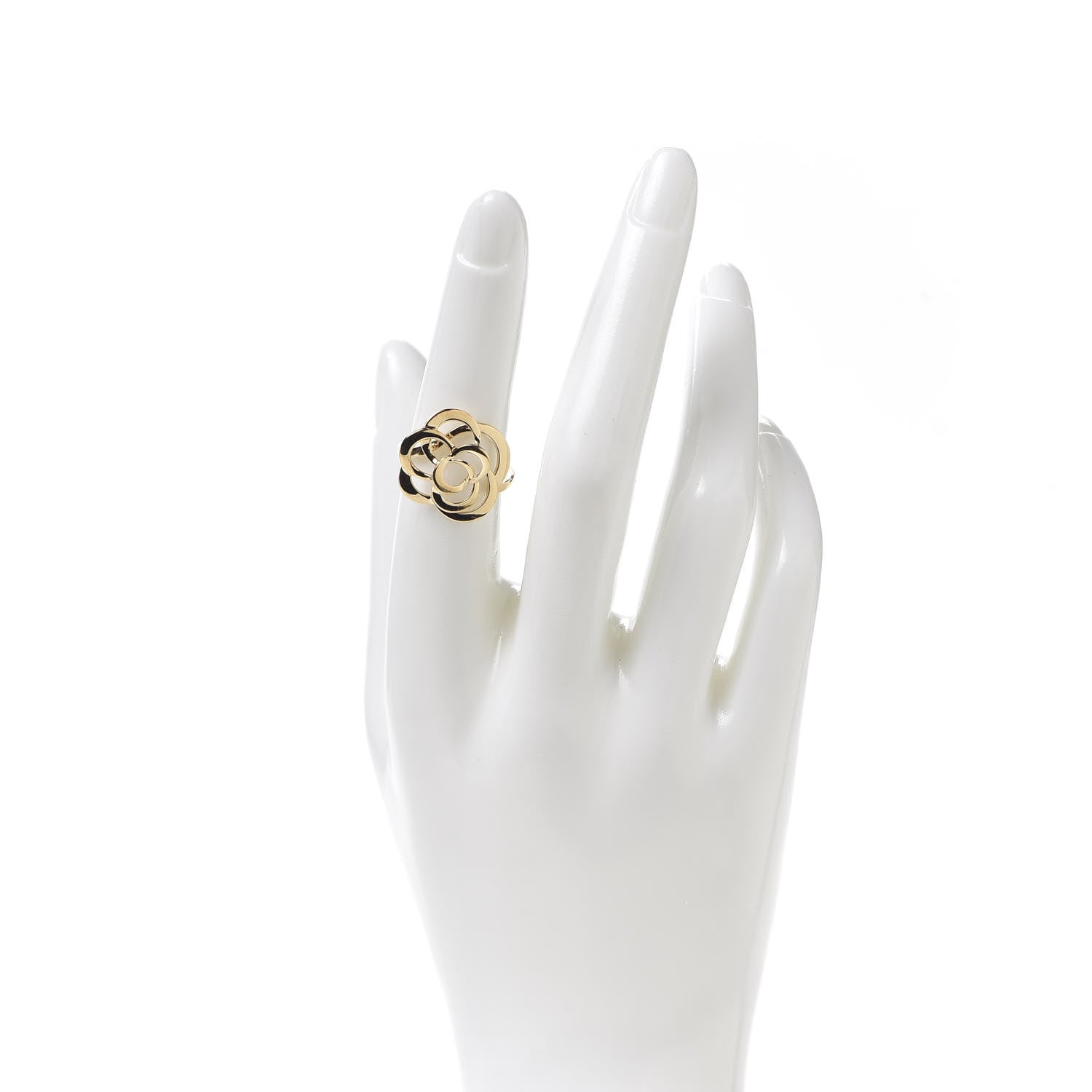 Chanel 18K Yellow Gold Fil De Camelia Ring 52 6 2 of 6
