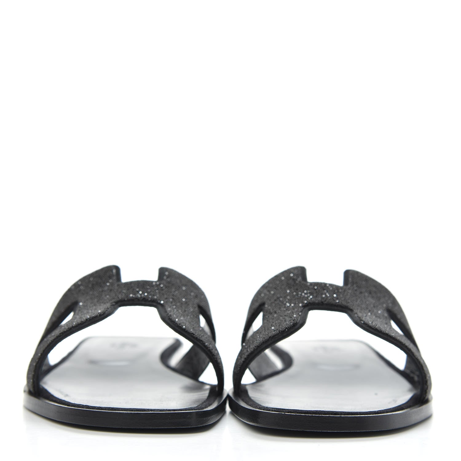 Hermes Suede Goatskin Crystal Powder Oran Sandals 38.5 Black 2 of 10