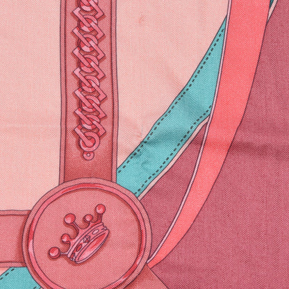 Hermes Cashmere Silk La Promenade Du Matin Shawl 140 Coral Menthol Vieux Rose 6 of 6