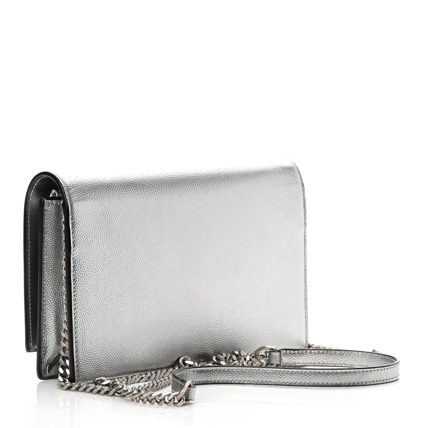 Saint Laurent Grain De Poudre Clasic Kate Monogram Tassel Chain Wallet Argento 3 of 15