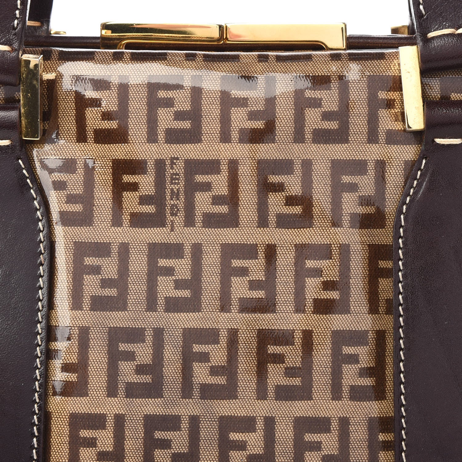 Fendi Vinyl Zucchino Small Shoulder Bag Tobacco 9 of 10