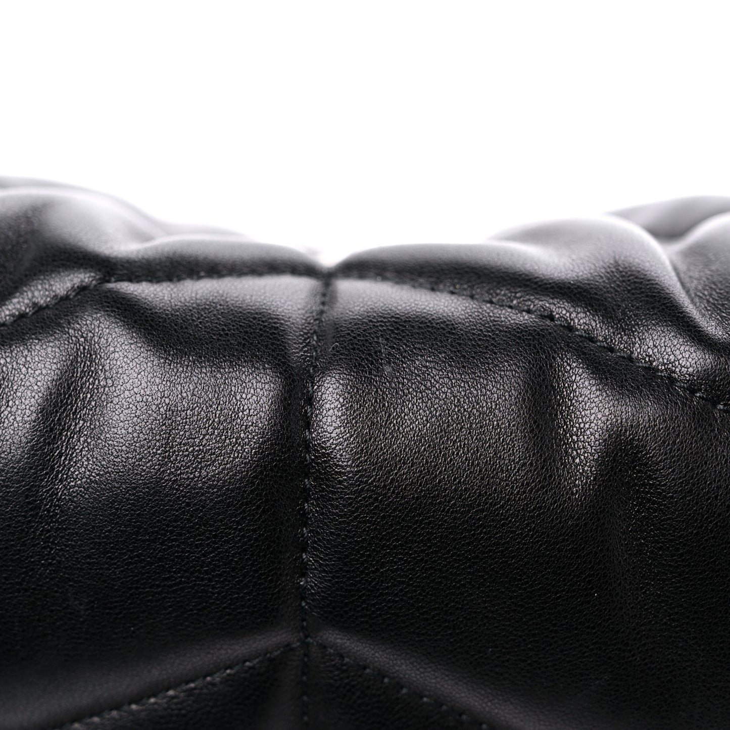Lambskin Quilted Small Loulou Puffer Monogram Chain Satchel Black
