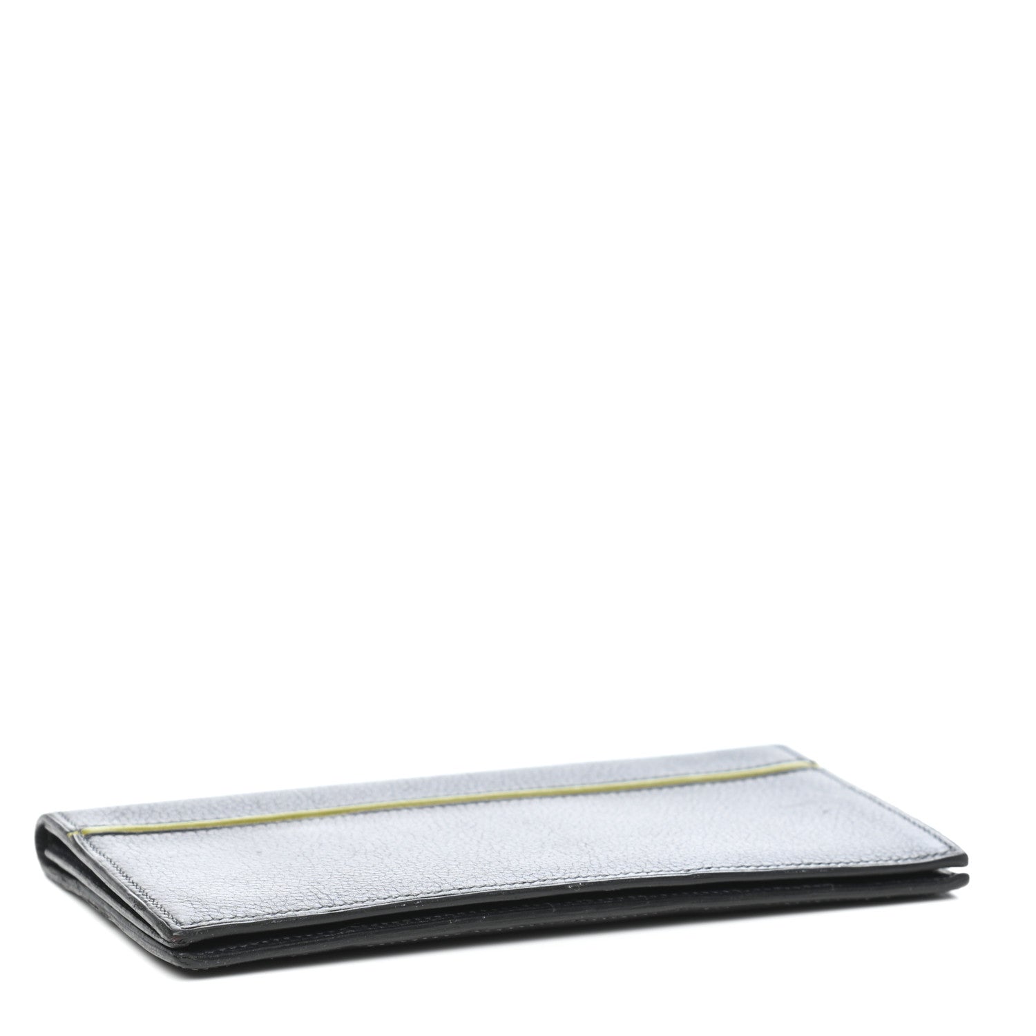 Hermes Taurillon Clemence MC2 Fleming Checkbook Holder Bleu Nuit Vert Chartreuse 4 of 9