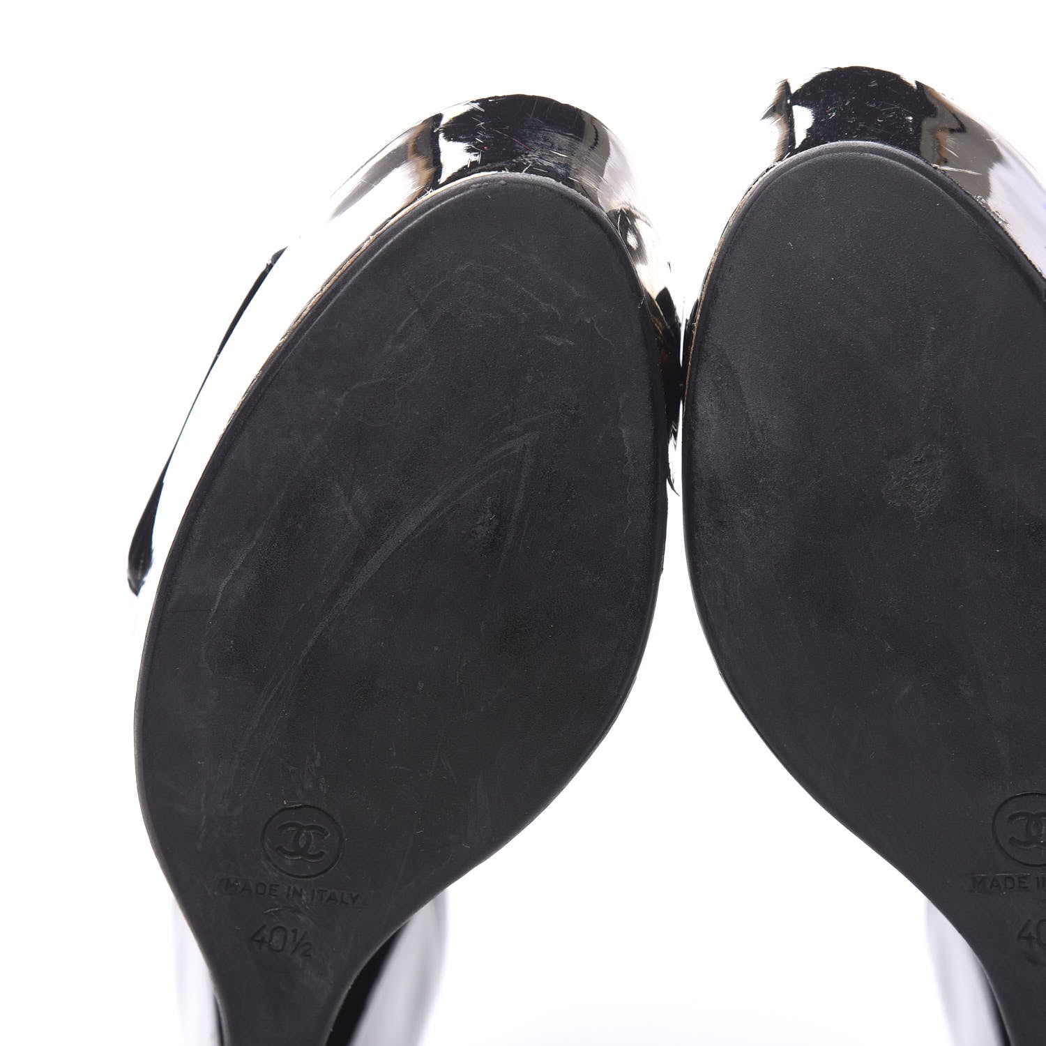 Chanel Patent PVC Peep Toe Wedge Sandals 40.5 Transparent Black 8 of 12