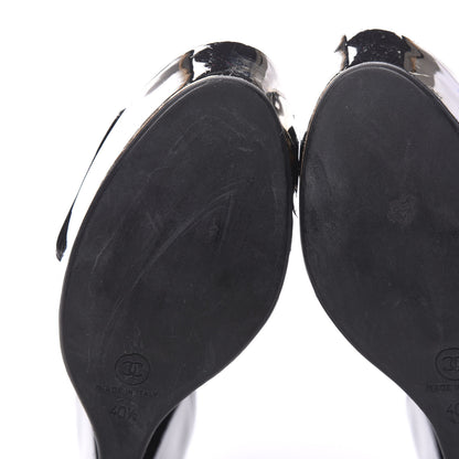 Chanel Patent PVC Peep Toe Wedge Sandals 40.5 Transparent Black 8 of 12