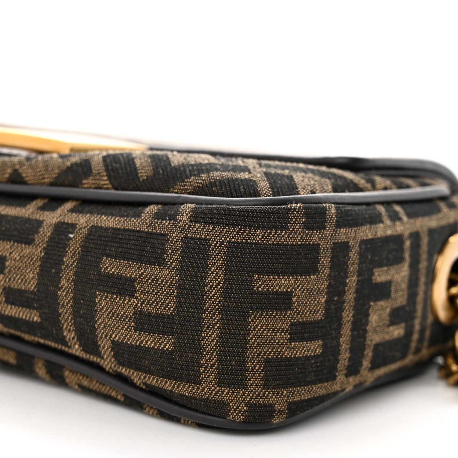 Fendi Fabric Jacquard FF 1974 Midi Chain Baguette Tobacco Moro 10 of 10