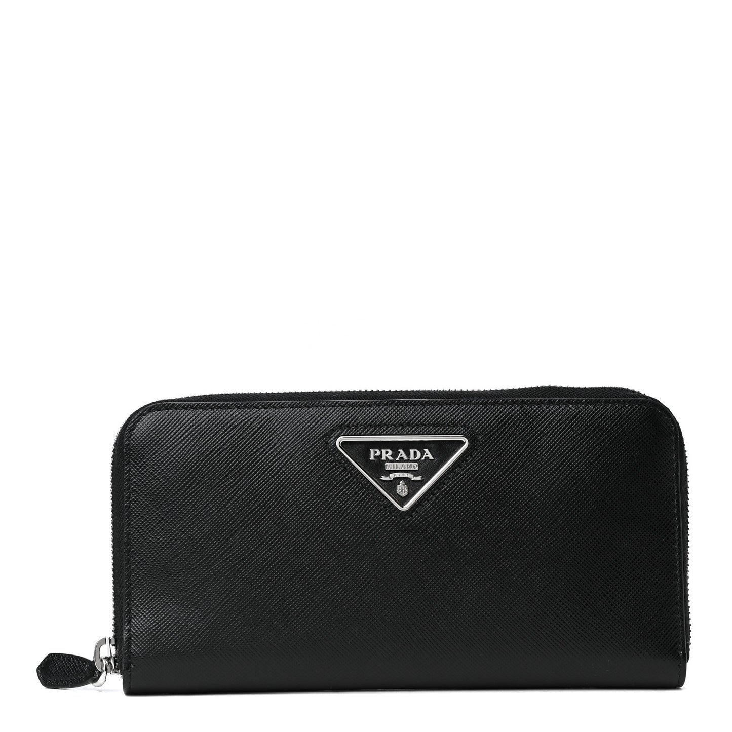 Saffiano Triangle Zip Around Wallet Black