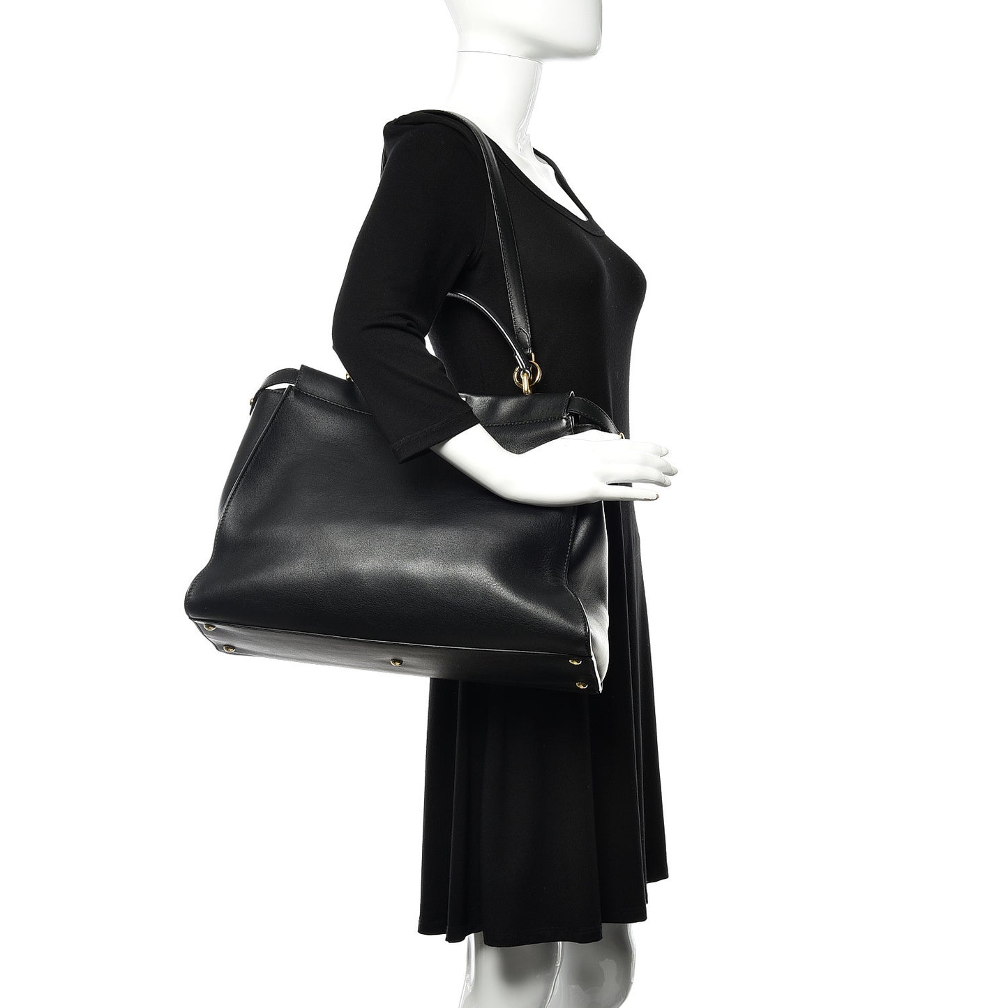 Vitello Seta Shiny Nappa Large Peekaboo Iconic Satchel Black
