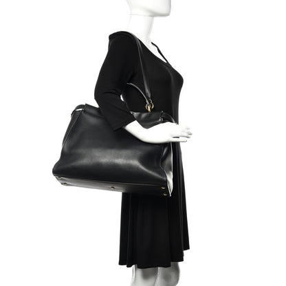 Fendi Vitello Seta Shiny Nappa Large Peekaboo Iconic Satchel Black 2 of 9