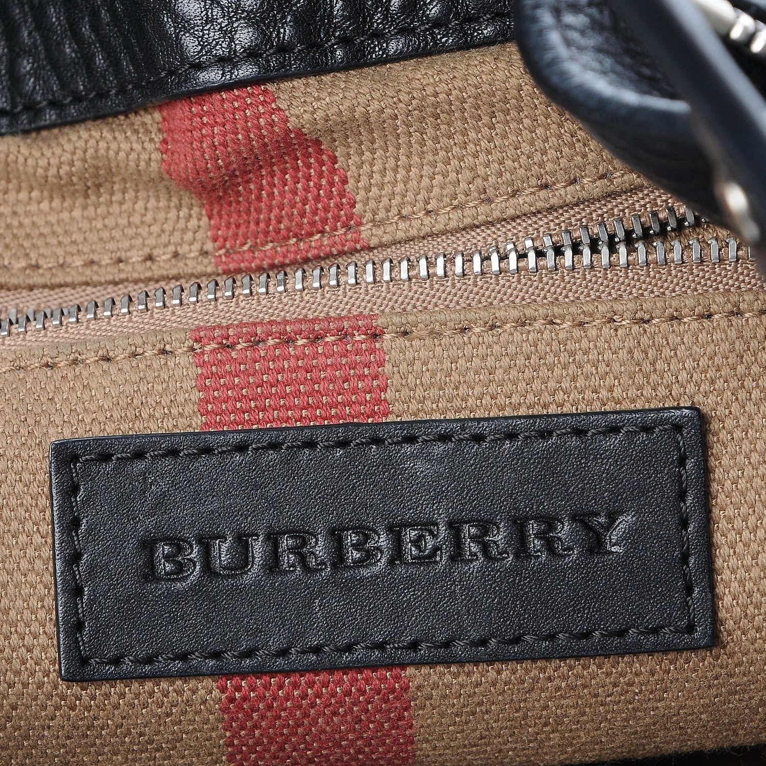 Burberry Grainy Calfskin House Check Small Maidstone Black 7 of 9