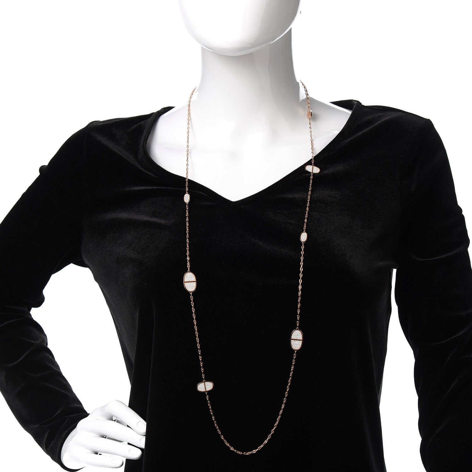 Hermes 18K Rose Gold Diamond Verso Farandole Necklace 2 of 6