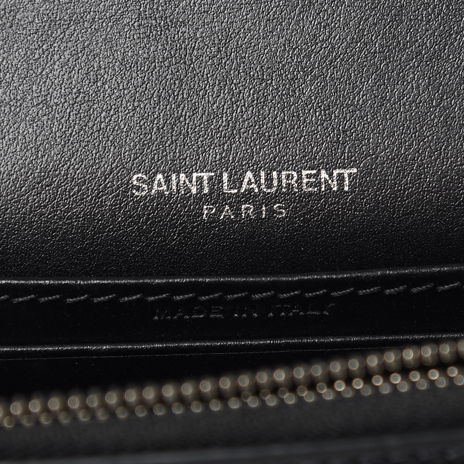 Saint Laurent Calfskin Crocodile Embossed Monogram Sunset Chain Wallet Black 6 of 10