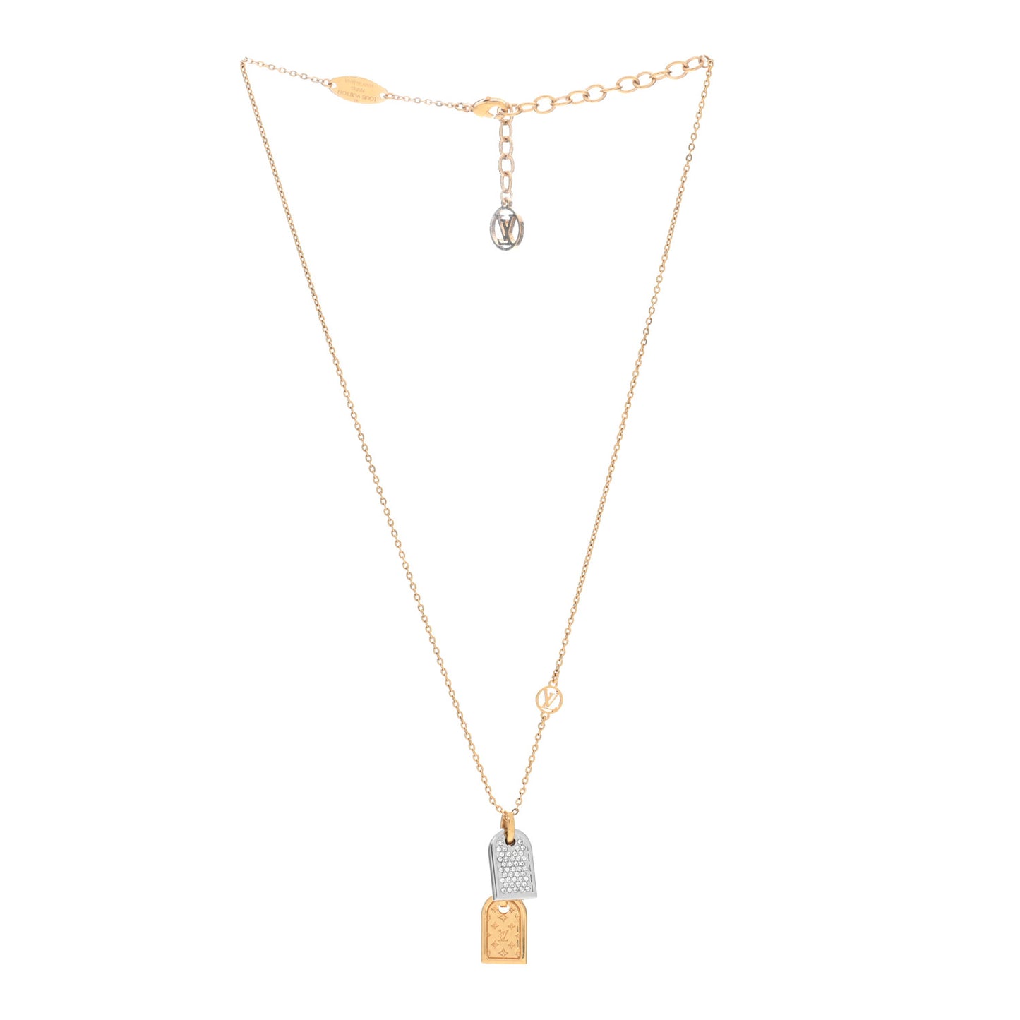Crystal Precious Nanogram Name Tag Necklace Gold Silver