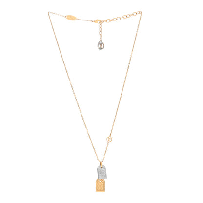 Louis Vuitton Crystal Precious Nanogram Name Tag Necklace Gold Silver 3 of 3