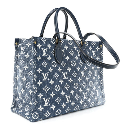 Louis Vuitton Monogram Jacquard Denim Onthego MM Bleu 3 of 8