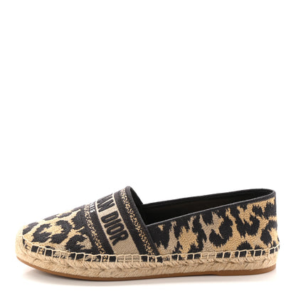 Christian Dior Cotton Embroidered Leopard Print Granville Espadrille 38 Natural 1 of 13