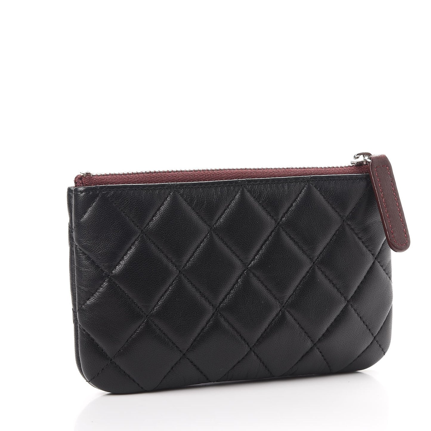 Lambskin Quilted Small Cosmetic Case Black