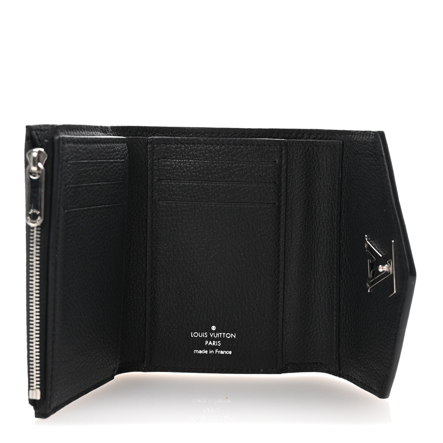 Louis Vuitton Soft Calfskin My Lockme Compact Wallet Black 5 of 7