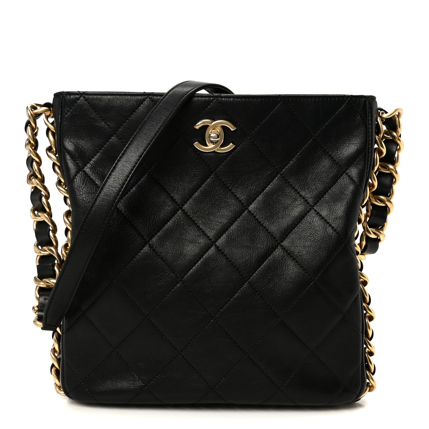 Chanel Lambskin Quilted Multi Chain Hobo Black 1 of 11