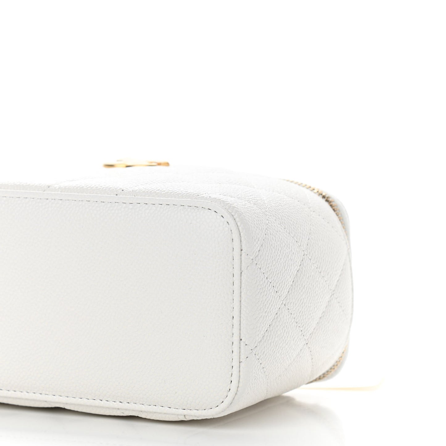 Shiny Caviar Quilted Pick Me Up Vanity Case White