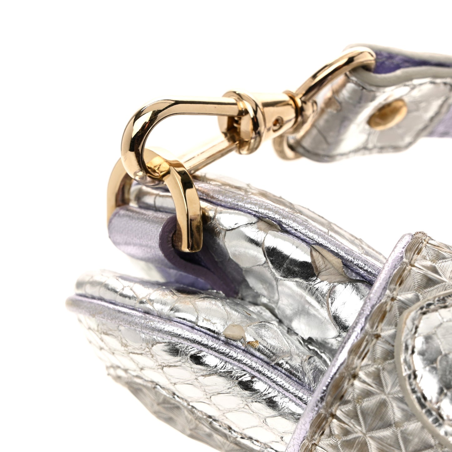 Snakeskin Nylon Vanity Mirror Clutch Transparent