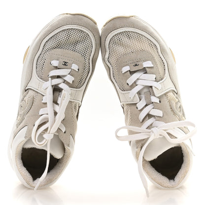 Chanel Suede Calfskin Fabric CC Sneakers 37.5 White 2 of 8