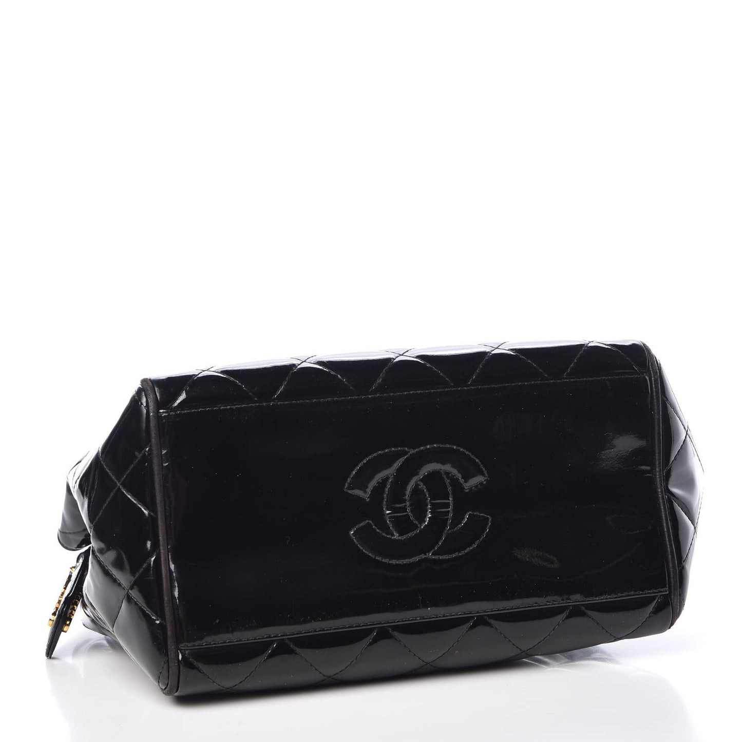 Patent Quilted Tote Black