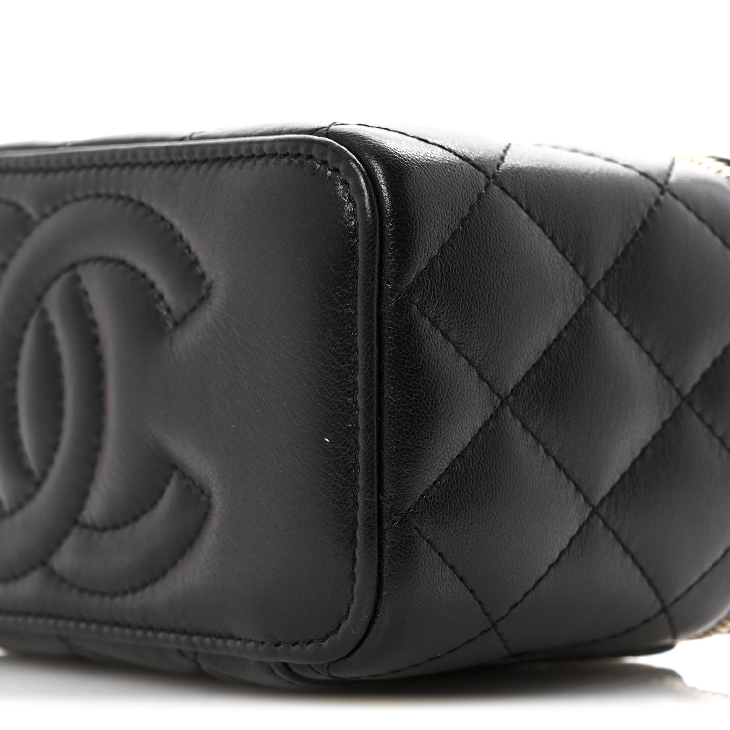 Chanel Lambskin Quilted Small Pearl Crush Vanity Case With Chain Black 10 of 11