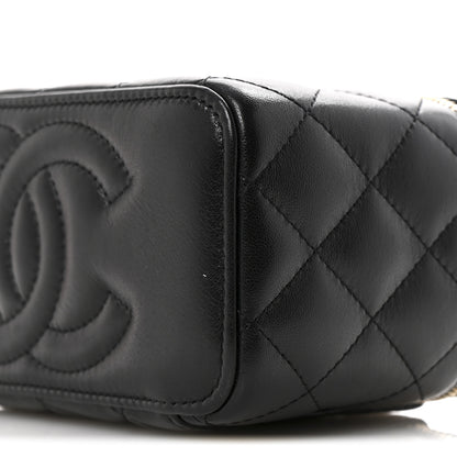 Chanel Lambskin Quilted Small Pearl Crush Vanity Case With Chain Black 10 of 11