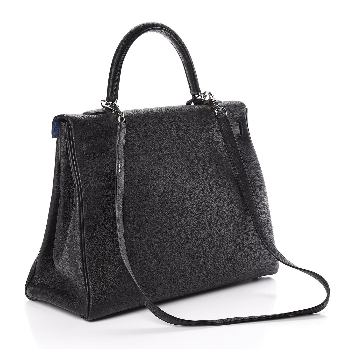 Togo Verso Kelly Retourne 35 Black Bleu Agate