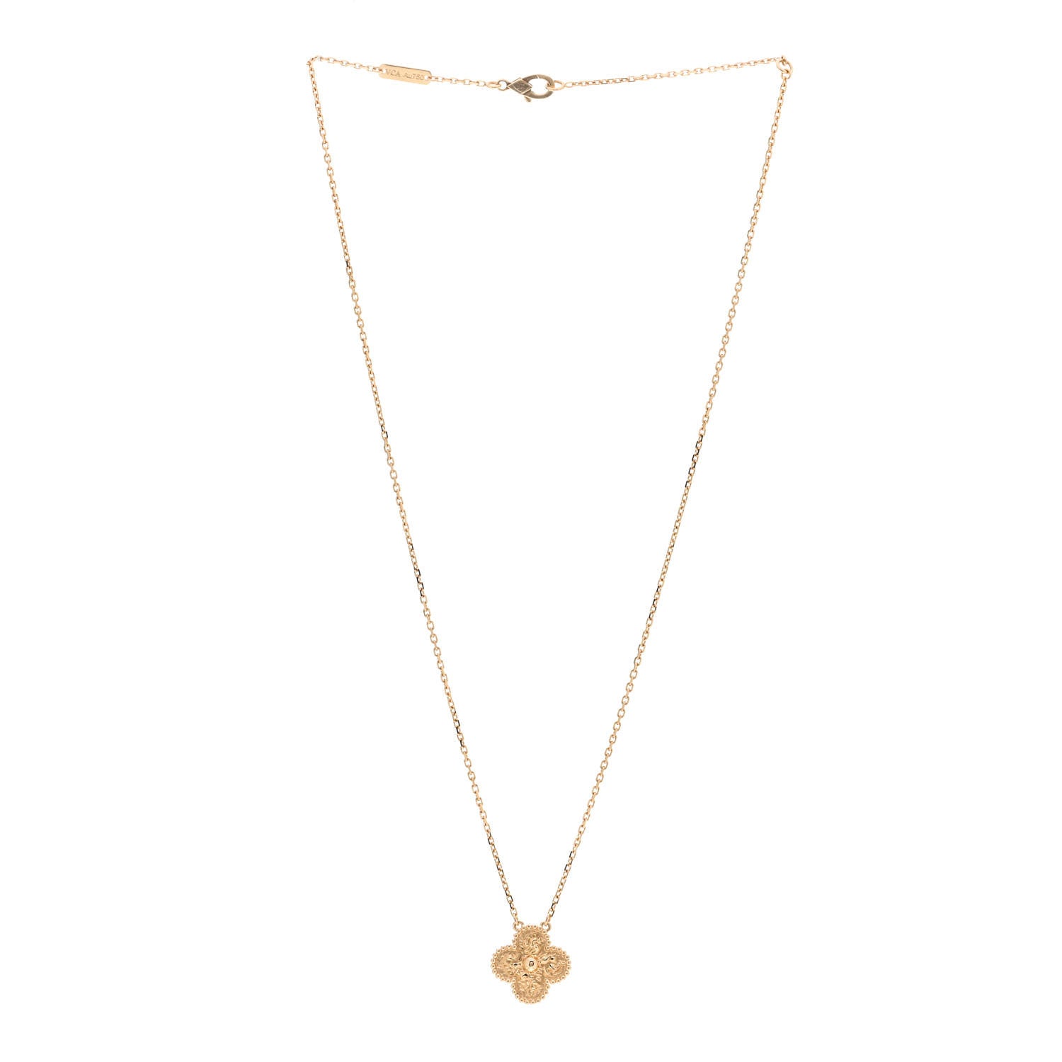 Van Cleef & Arpels 18K Yellow Gold Vintage Alhambra Pendant Necklace 3 of 6