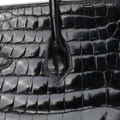 Hermes Shiny Niloticus Crocodile Birkin 35 Black 11 of 37