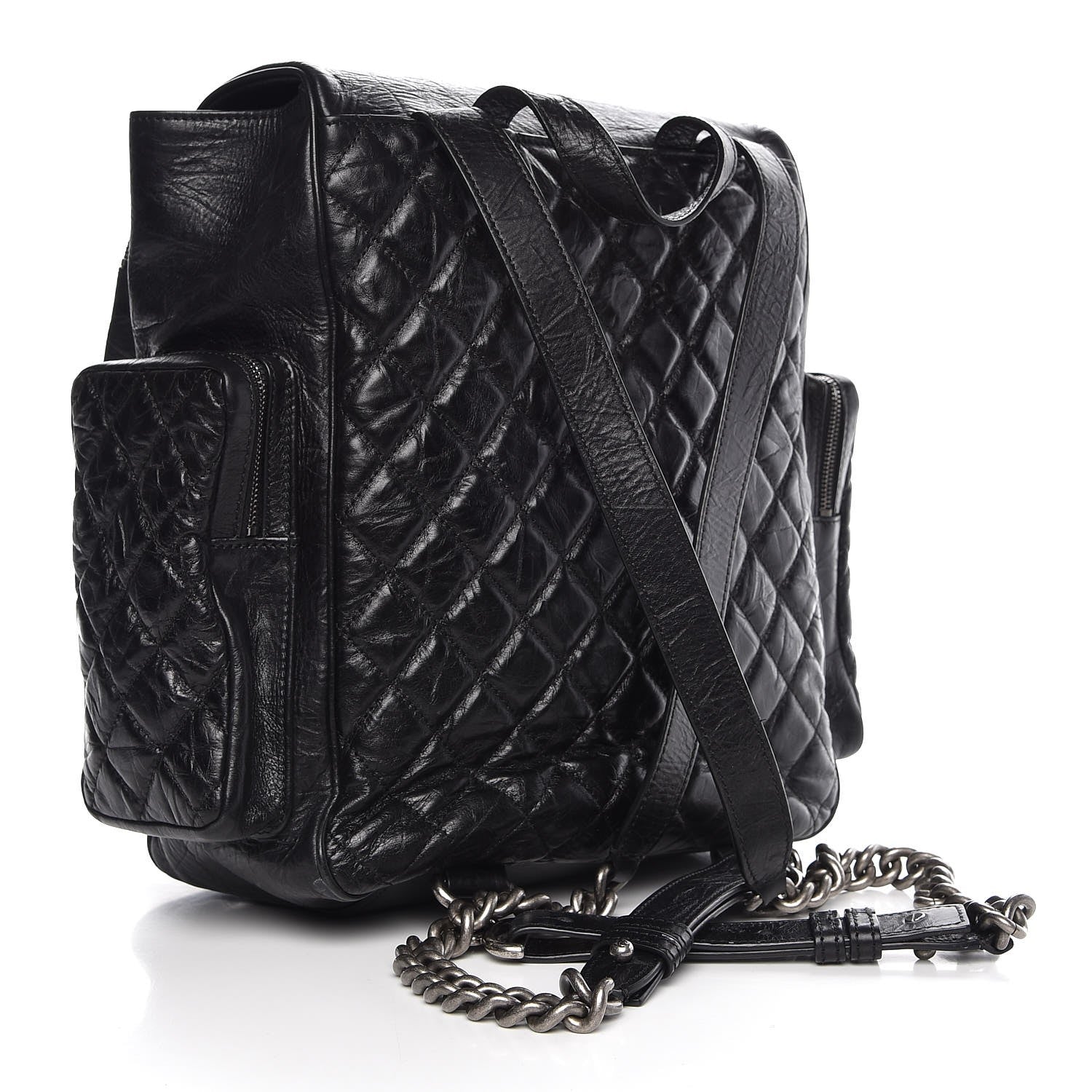 Chanel Aged Calfskin Quilted Large Casual Rock Backpack Black 3 of 14