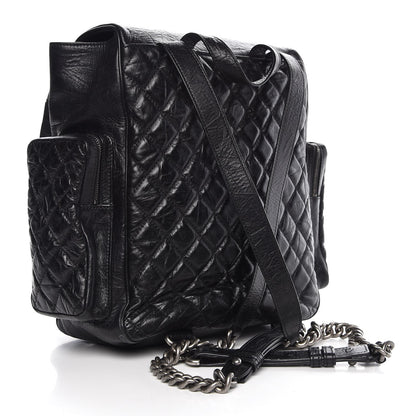 Chanel Aged Calfskin Quilted Large Casual Rock Backpack Black 3 of 14