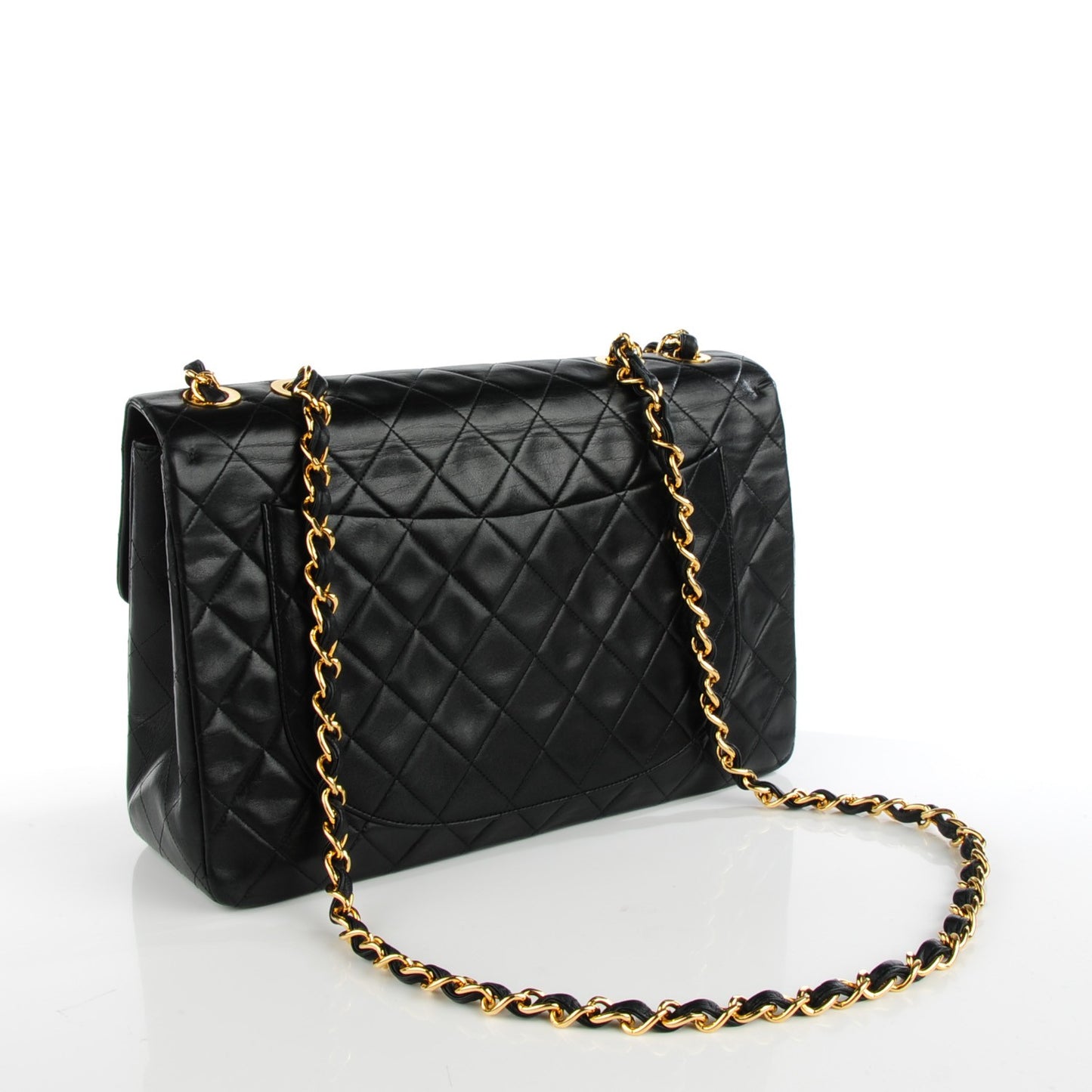 Lambskin Quilted XL Jumbo Single Flap Black