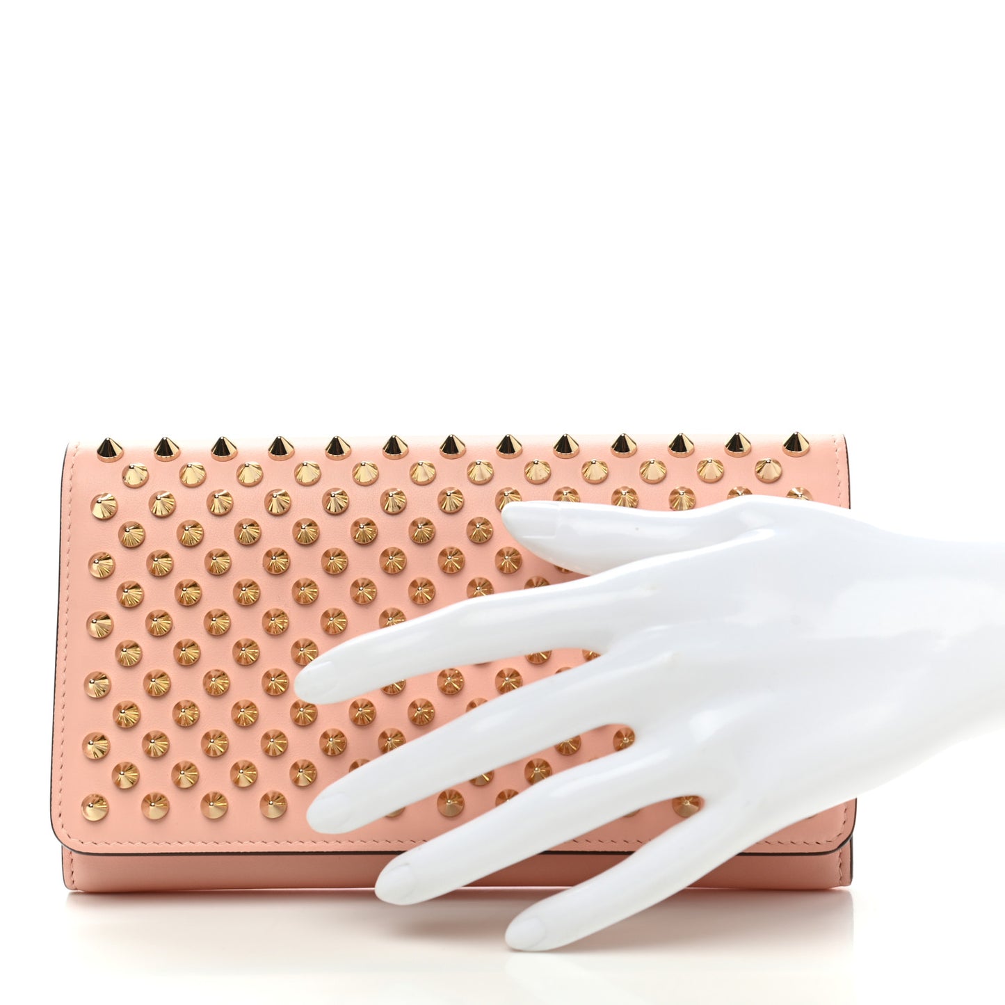 Calfskin Macaron Spiked Flap Wallet Mystic Pink