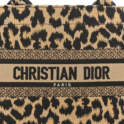 Christian Dior Canvas Mizza Embroidered Small Leopard Book Tote Beige 8 of 10