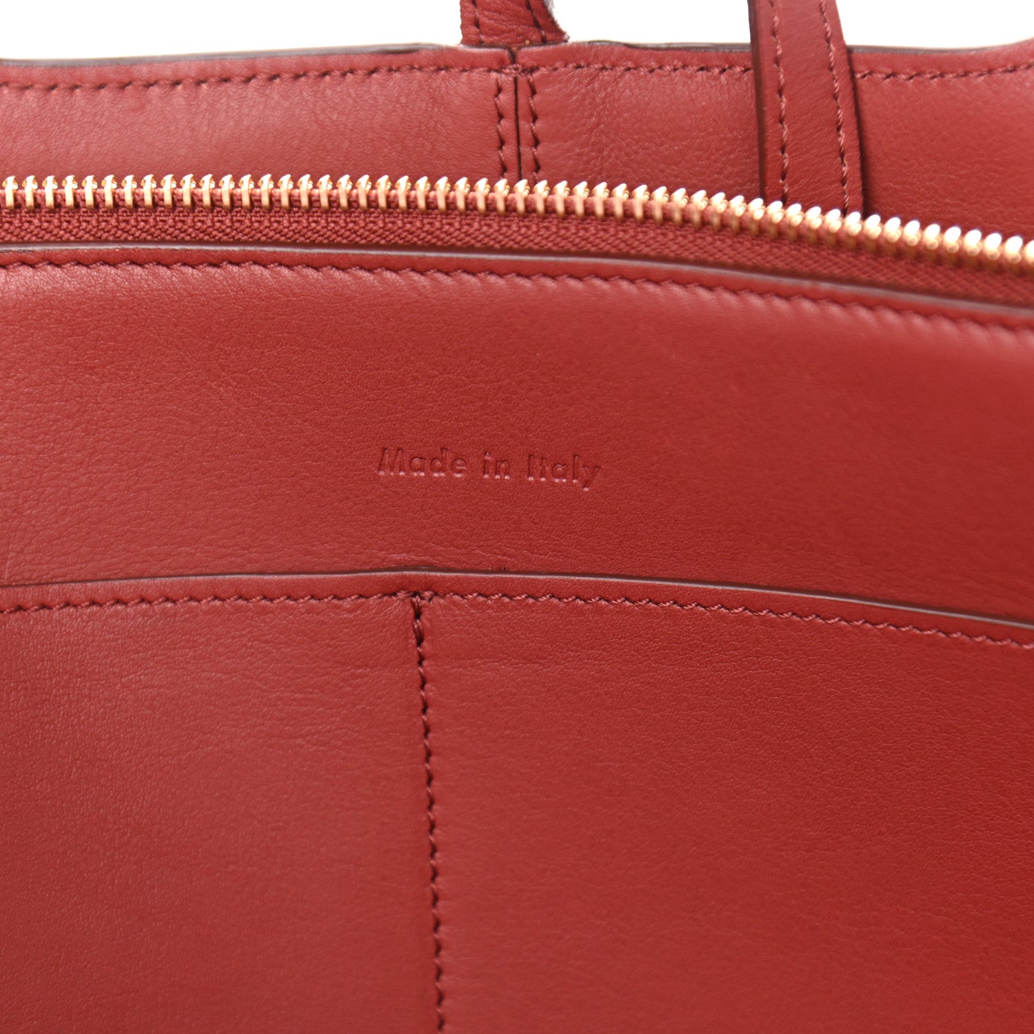 Celine Calfskin Medium Tri-Fold Bag Red Wood 6 of 10