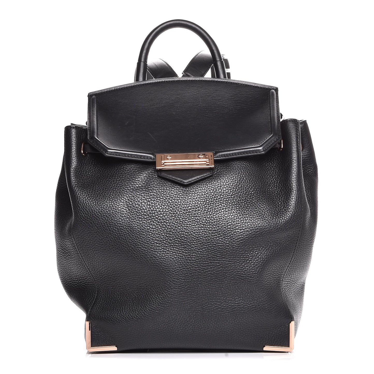 Pebbled Calfskin Prisma Skeletal Backpack Black Rose Gold Hardware