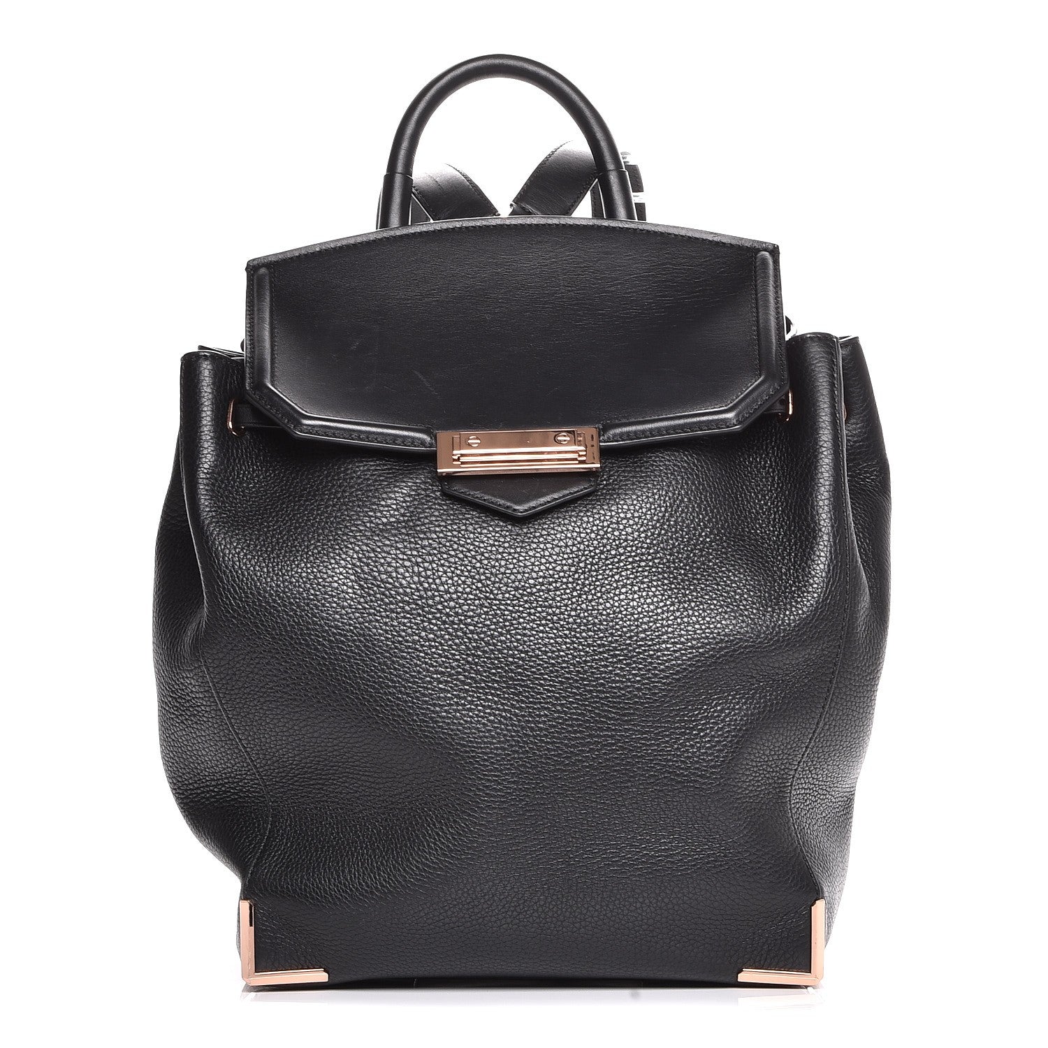 Alexander Wang Pebbled Calfskin Prisma Skeletal Backpack Black Rose Gold Hardware 1 of 9