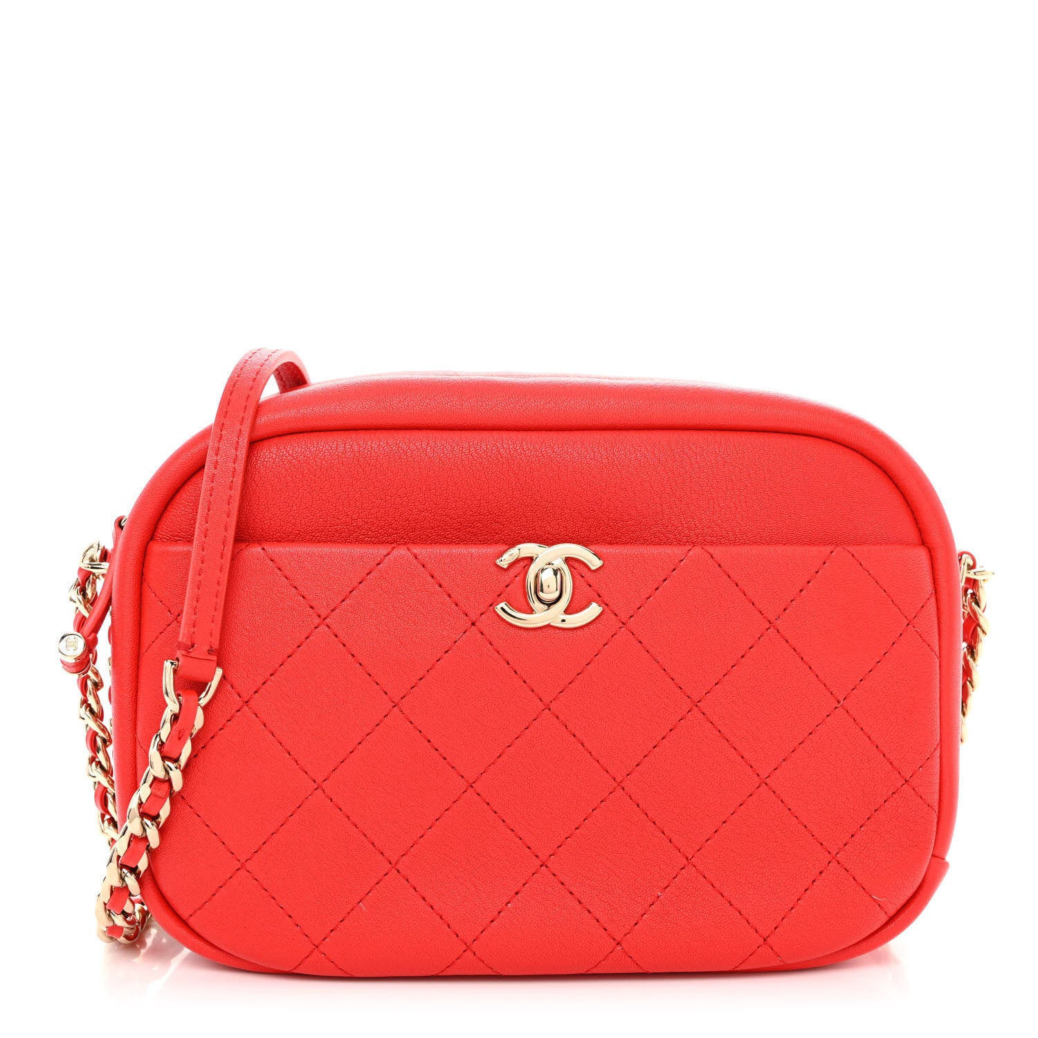 Chanel Goatskin Quilted Large Casual Trip Camera Case Bag Red 1 of 9