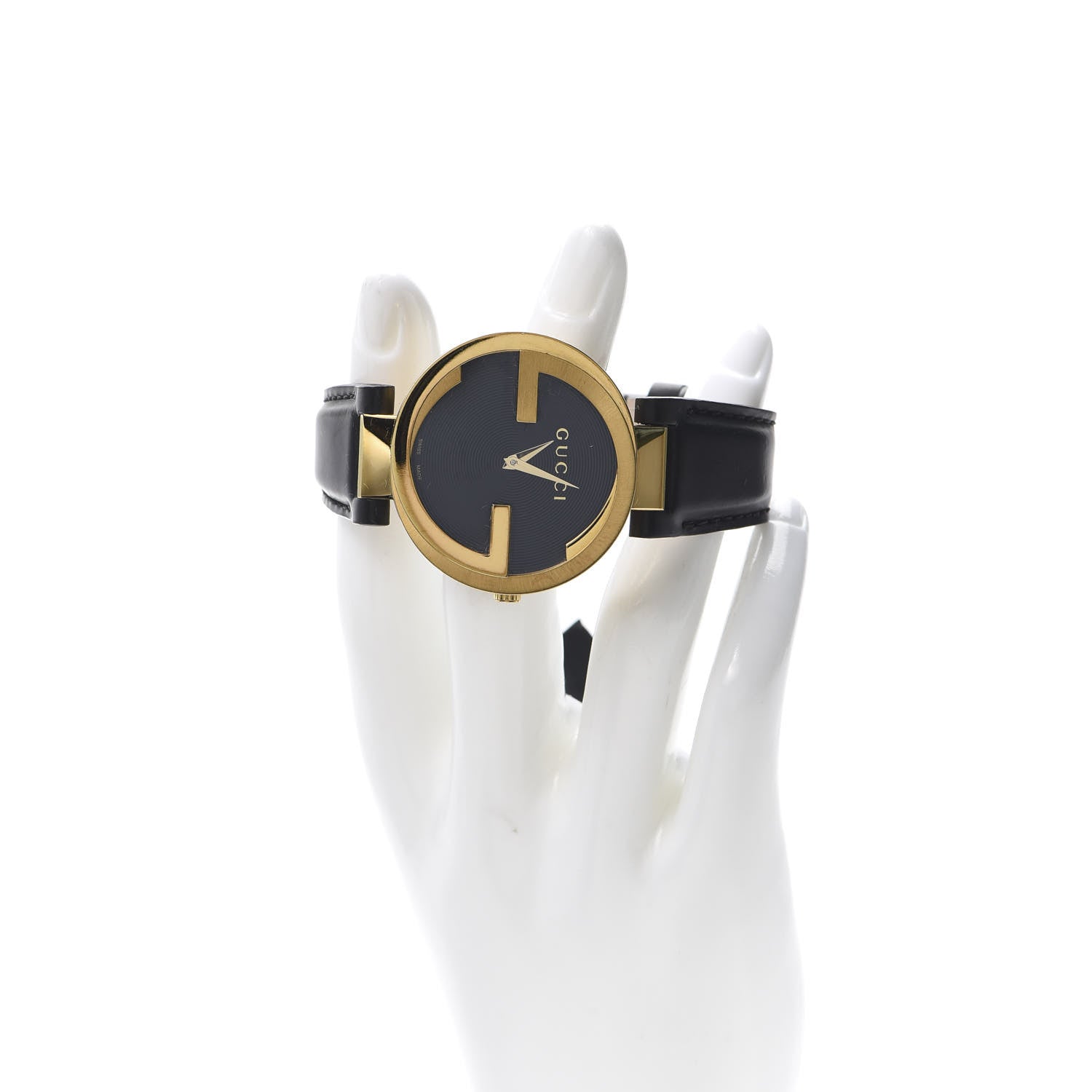Gucci Stainless Steel Calfskin 37mm Interlocking G Quartz Watch Black 2 of 6