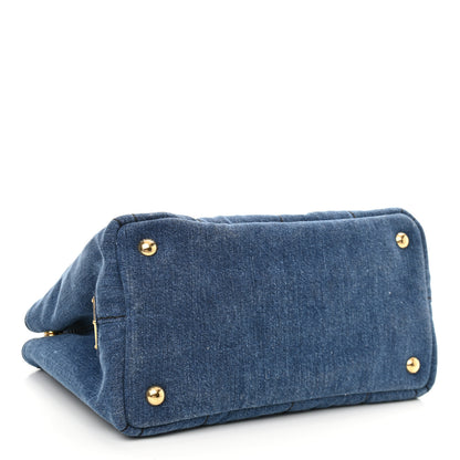 Prada Denim Small Logo Tote Bleu 4 of 10