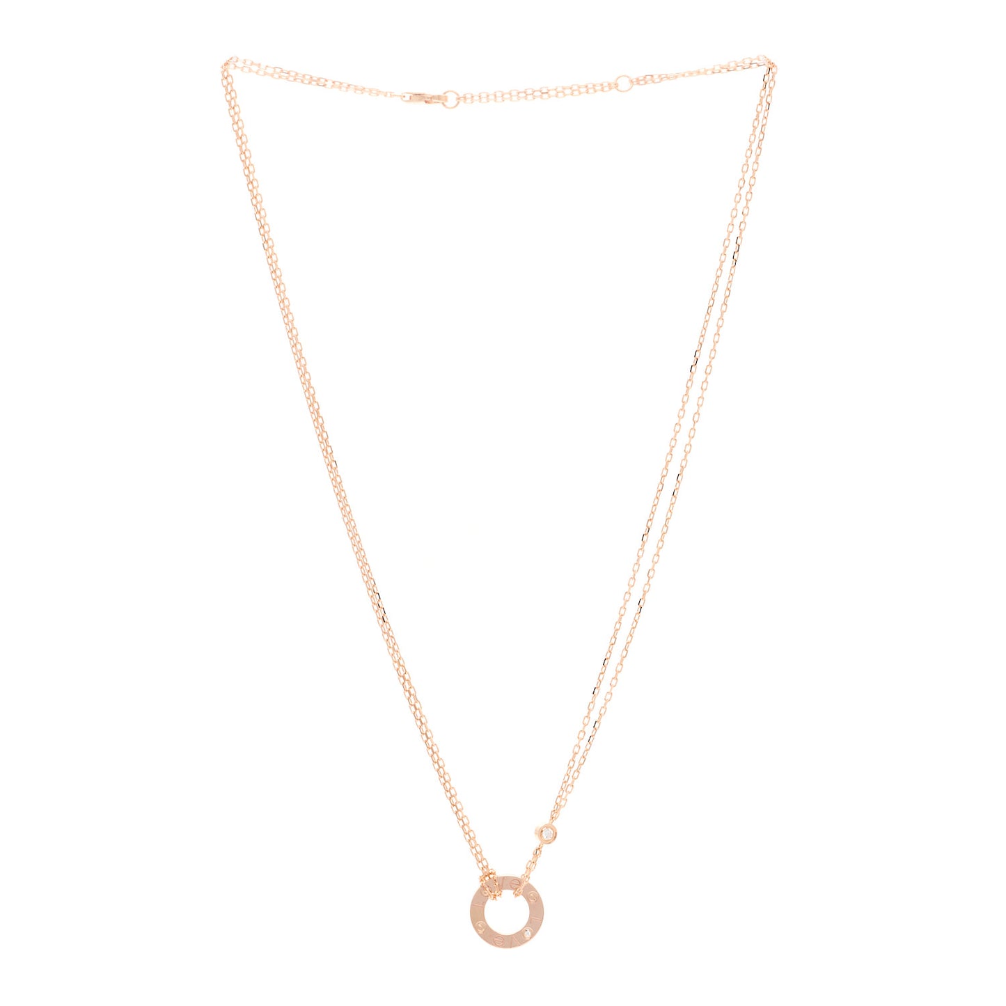18K Pink Gold 2 Diamond LOVE Necklace
