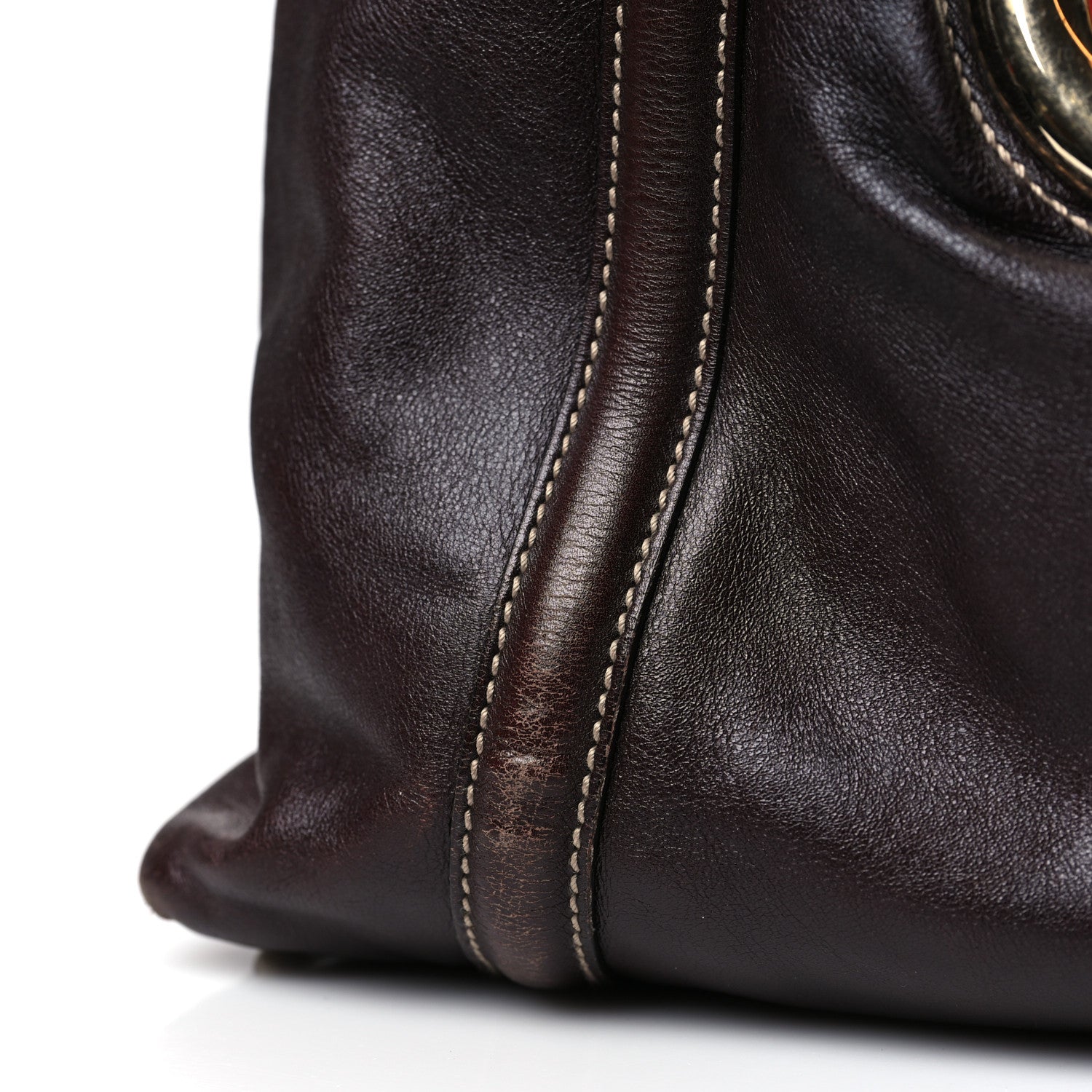 Gucci Calfskin Medium Britt Tote Dark Brown 11 of 12