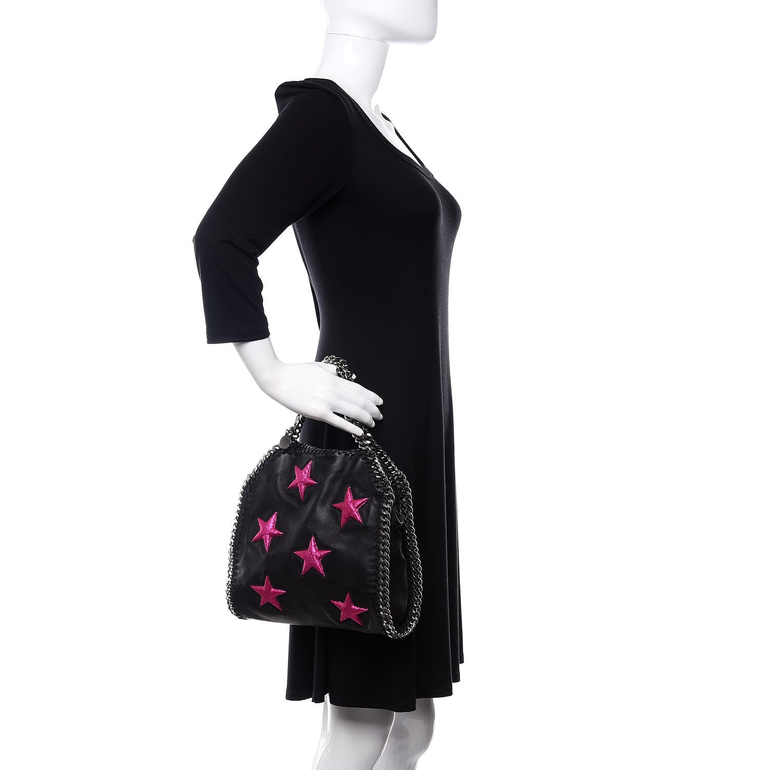Stella McCartney Eco Alter Nappa Embossed Mini Star Falabella Tote Black Pink 2 of 10