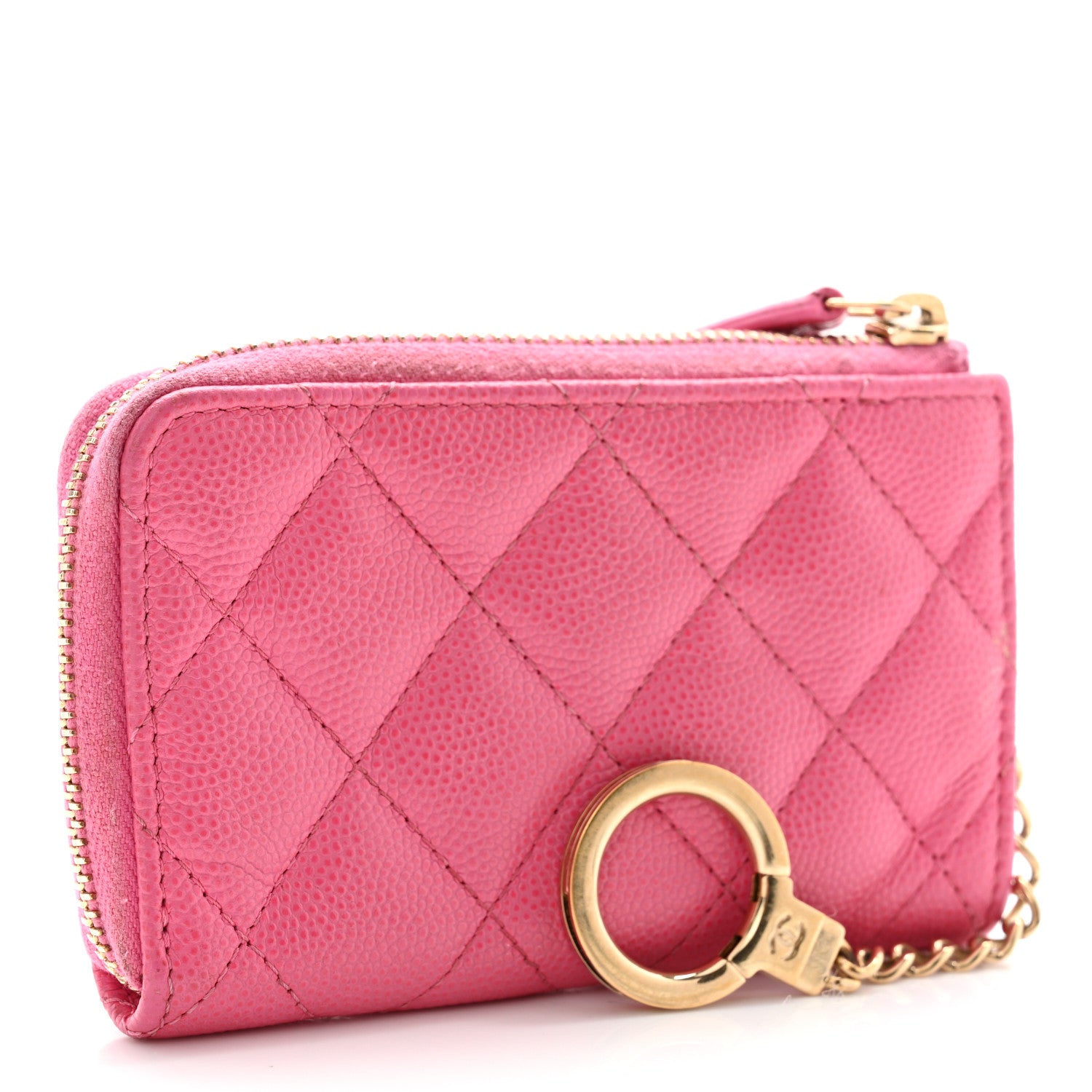 Chanel Caviar Quilted Zipped Key Holder Case Pink 2 of 7