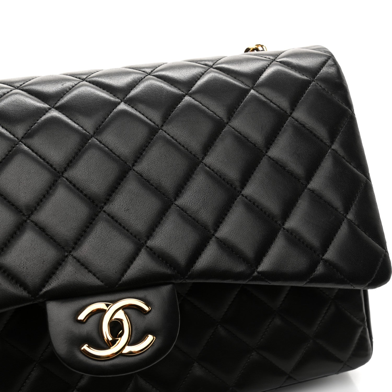 Chanel Lambskin Quilted Maxi Double Flap Black 12 of 13