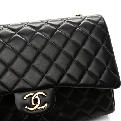 Chanel Lambskin Quilted Maxi Double Flap Black 12 of 13