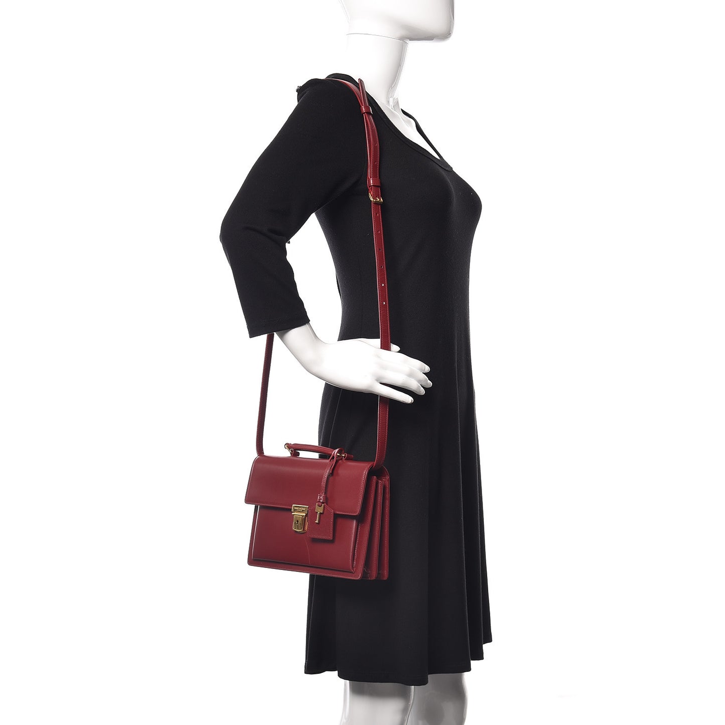 Smooth Calfskin Medium High School Satchel Red